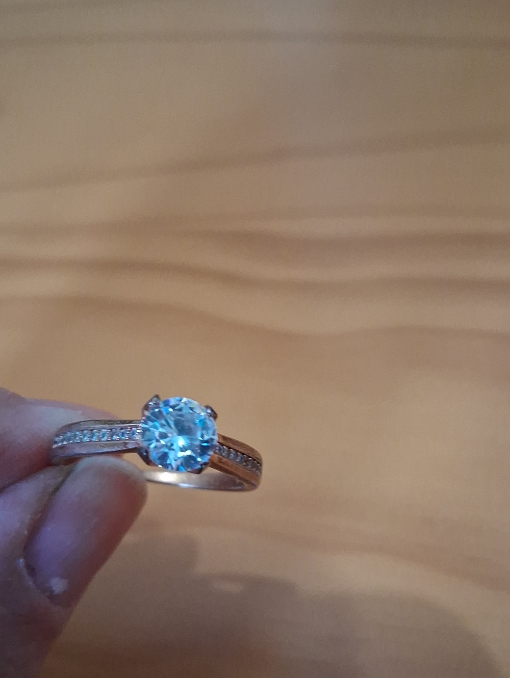 Classic Solitaire Halo Engagement Ring - Silver with Clear Stone
